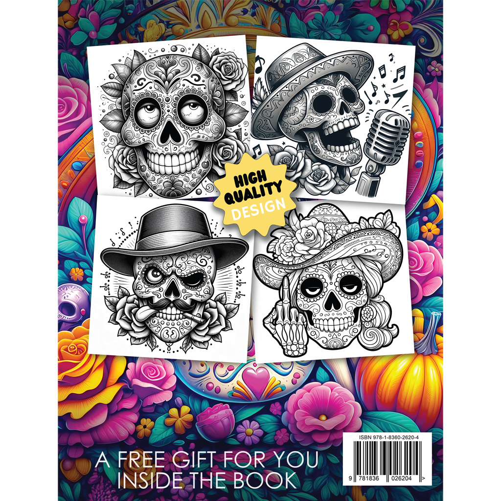 Funky Sugar Skull Back Cover