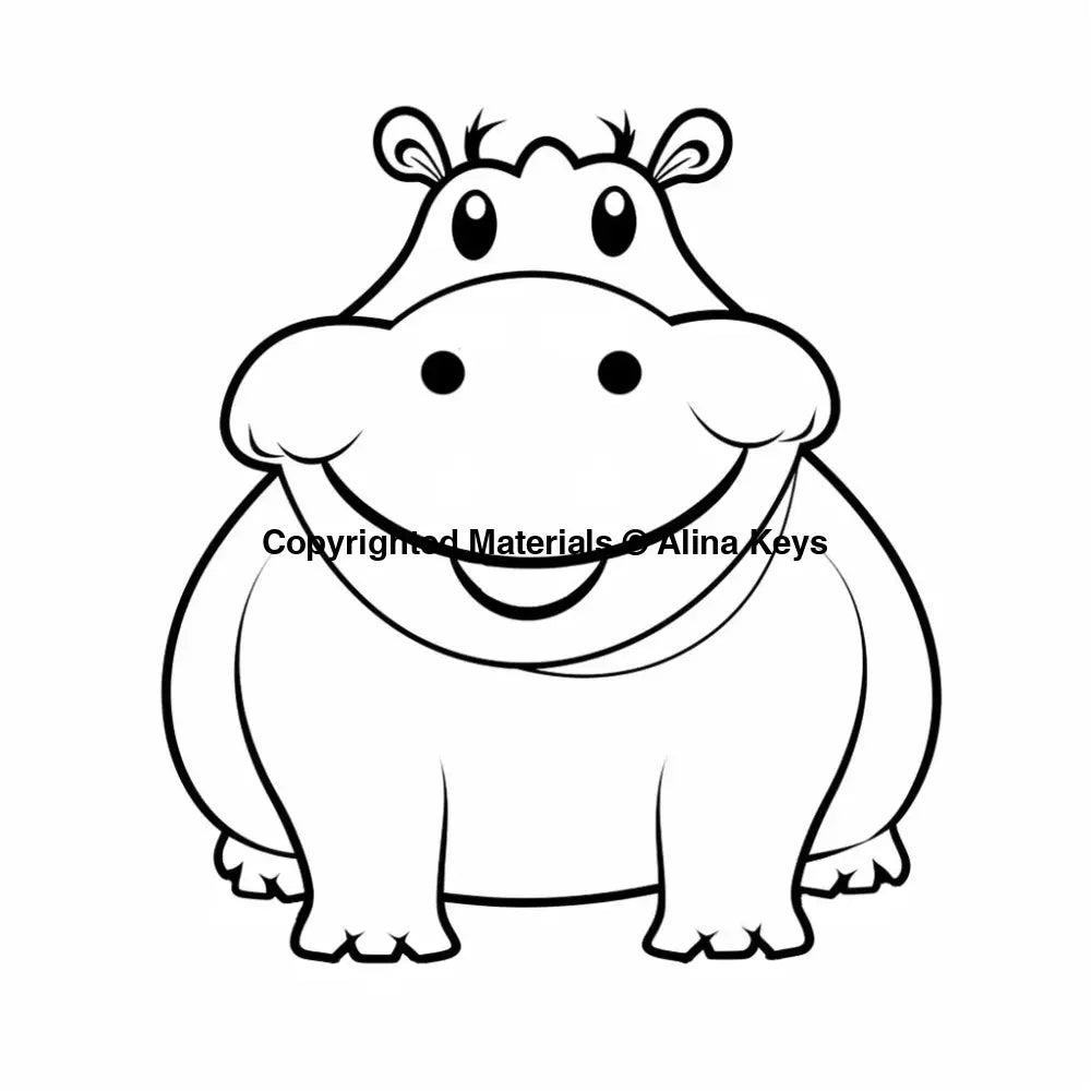 cute hippopotamus coloring page