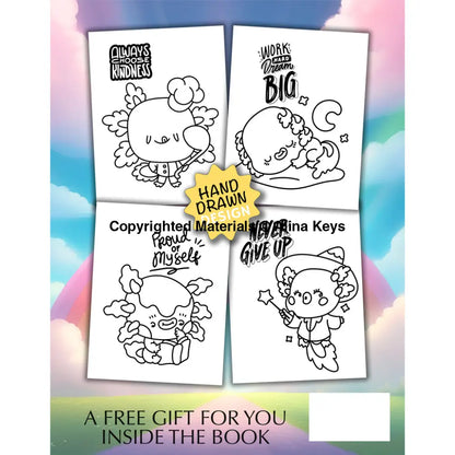 Axolotl Positivity Coloring Book For Adults Teens And Kids - 40 Hand-Drawn Bold Easy Kawaii Style