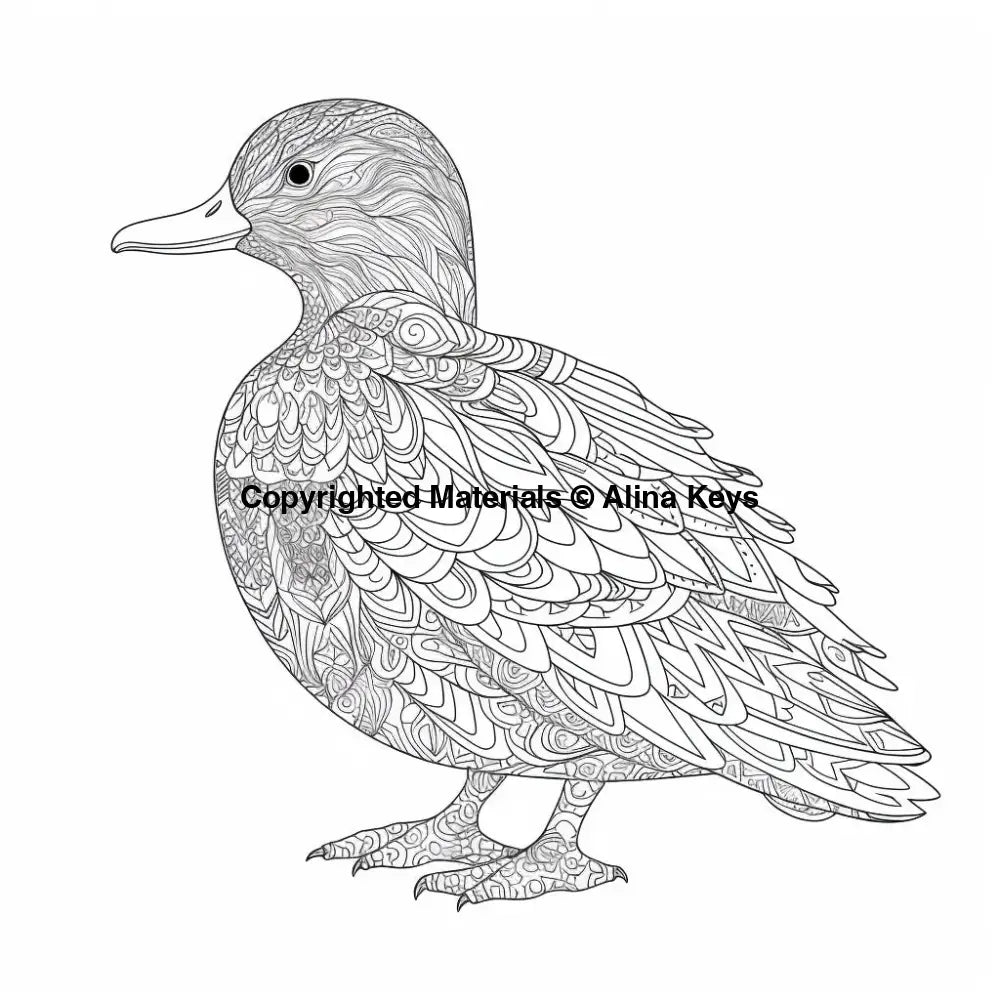 intricate pattern duck coloring pages