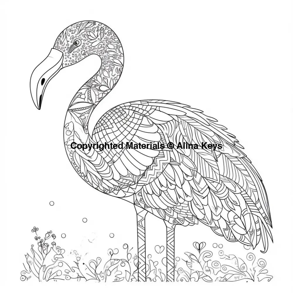 intricate pattern flamingo coloring pages