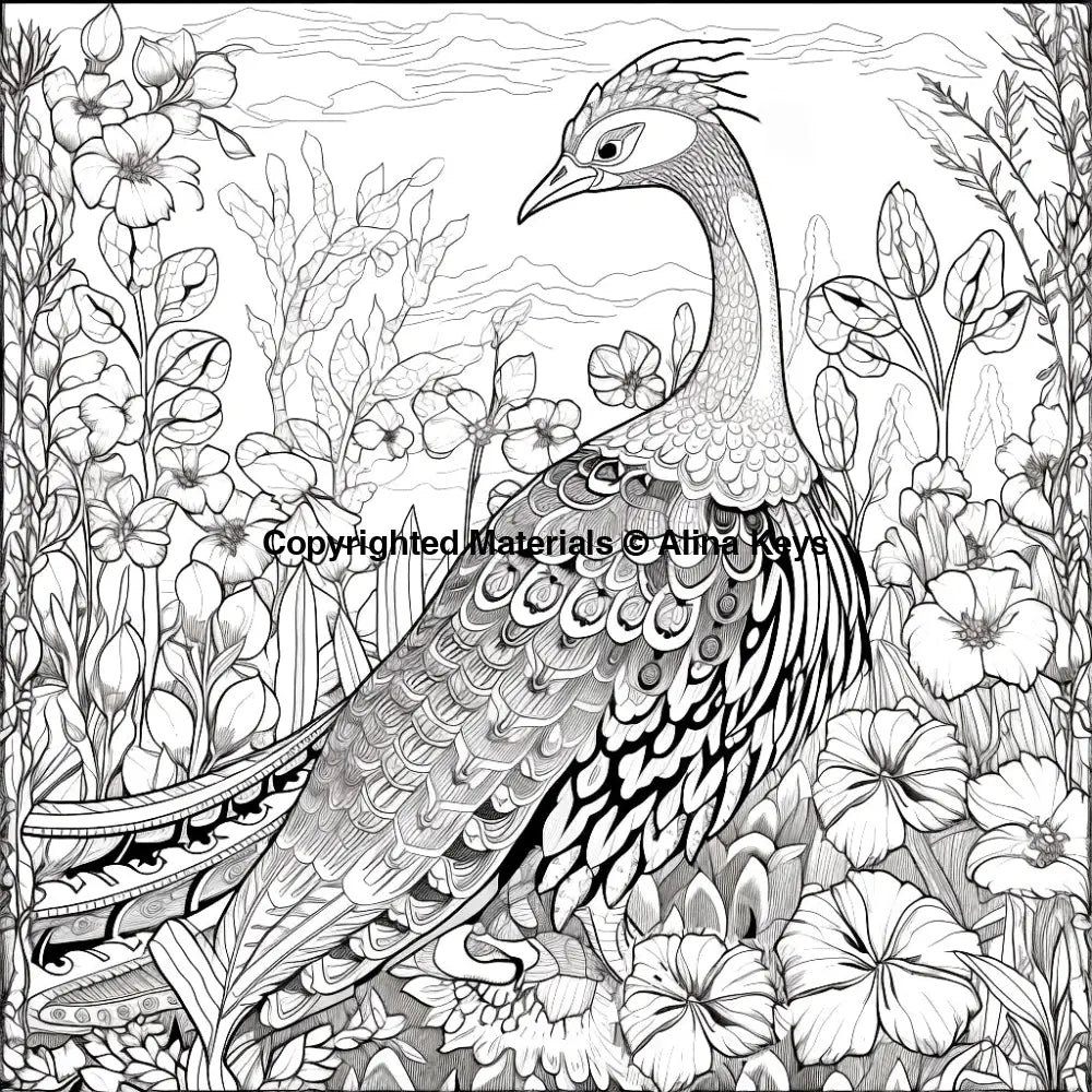 intricate peacock coloring pages