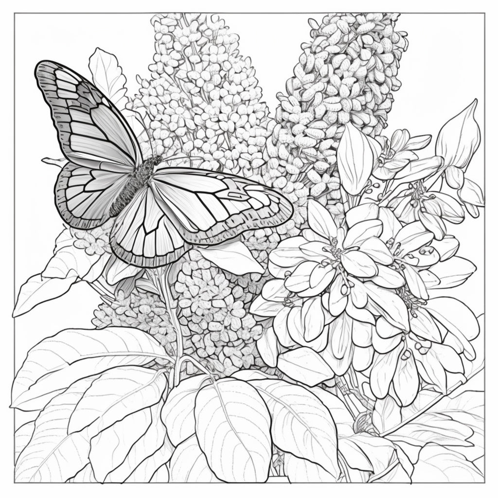 buddleia coloring pages flowers butterflies