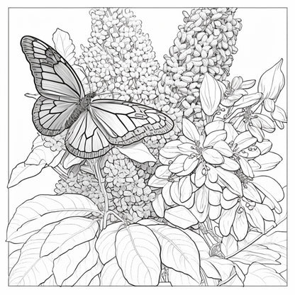 buddleia coloring pages flowers butterflies