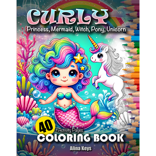 curly princess magic kingdom coloring book cover