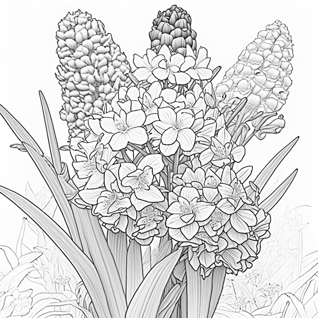 daffodils hyacinths flowers coloring pages