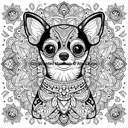 chihuahua cute dog coloring page