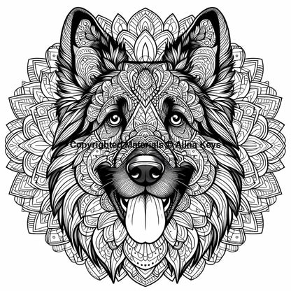 intricate design german shepherd dog coloring pages