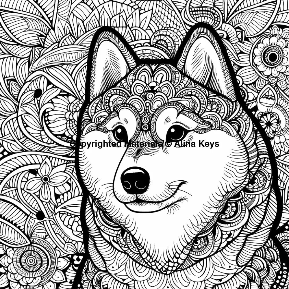 shiba inu intricate dog coloring page