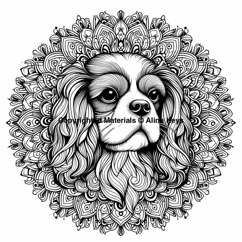 intricate cavalier king charles spaniel dog coloring page