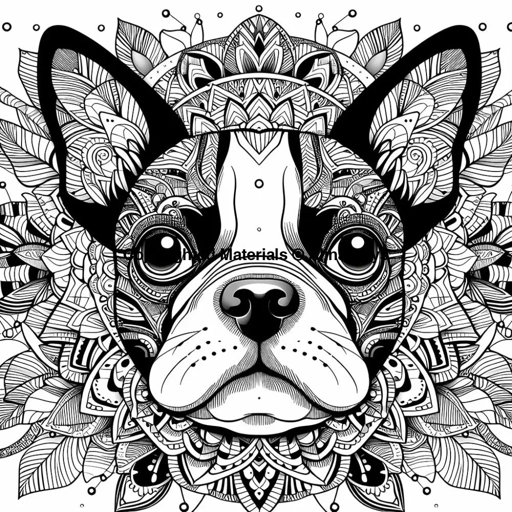 boston terrier intricate dog coloring page