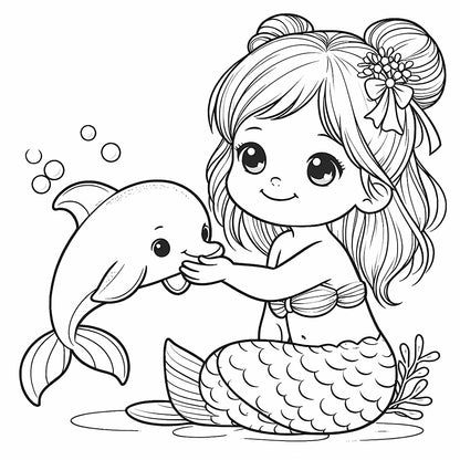 dolphin and mermaid coloring pages