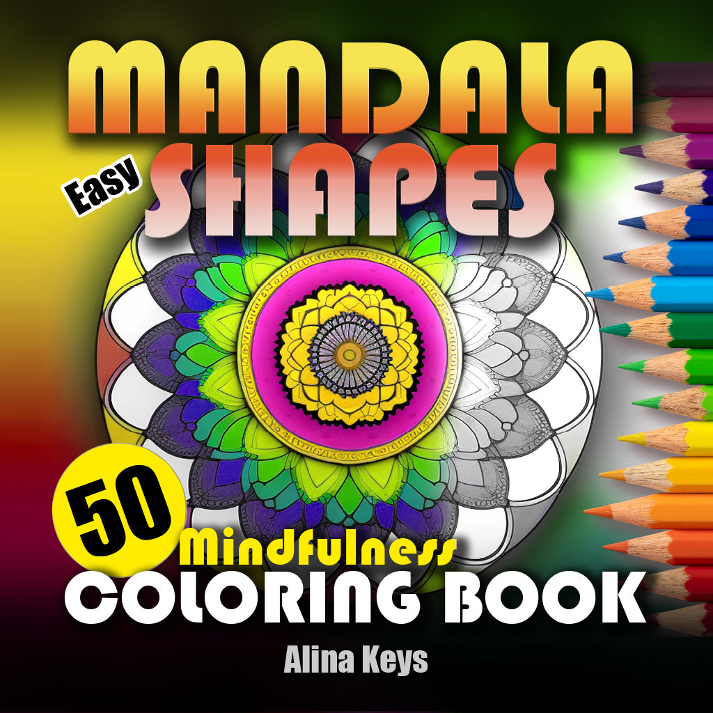 Easy Mandala Shapes Coloring Book Design Pages for Stress Relief and Relaxation