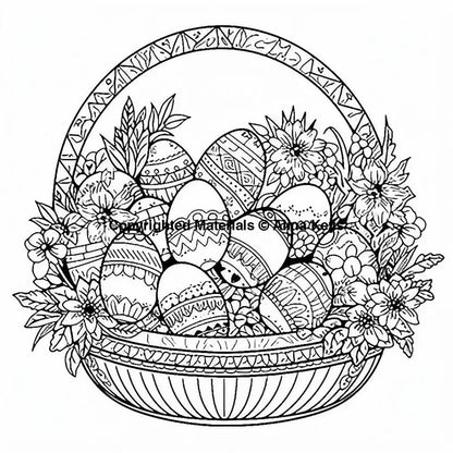 easter basket with eggs coloring pages