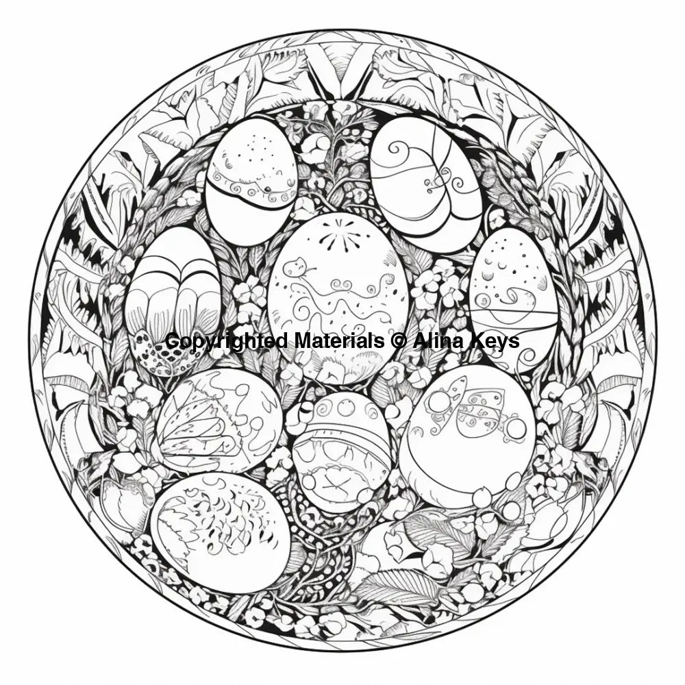 intricate mandala design easter egg coloring pages