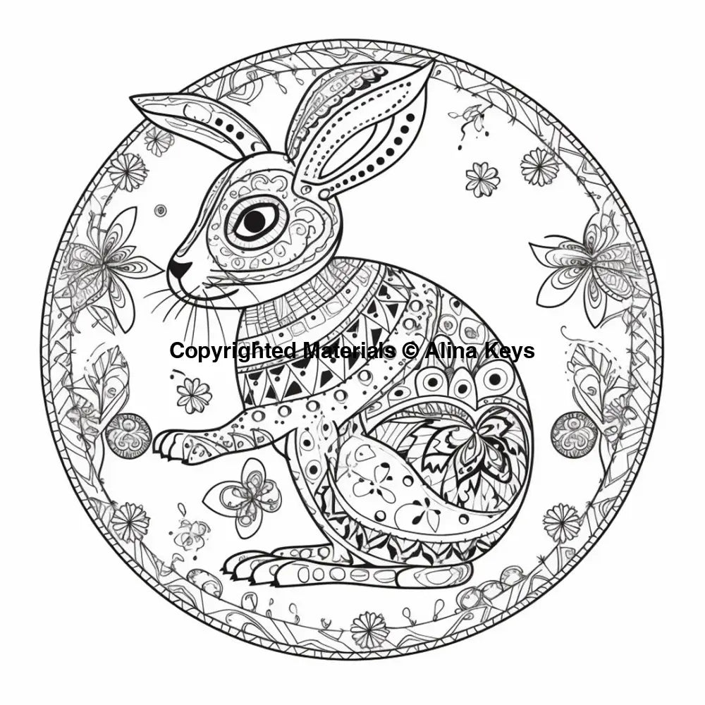 intricate floarl design rabbit coloring pages