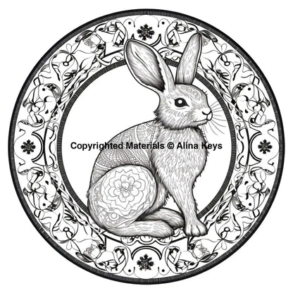 intricate mandala design rabbit coloring pages