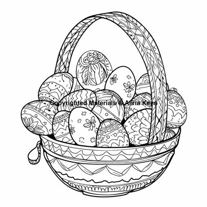 easter egg in basket coloring pages