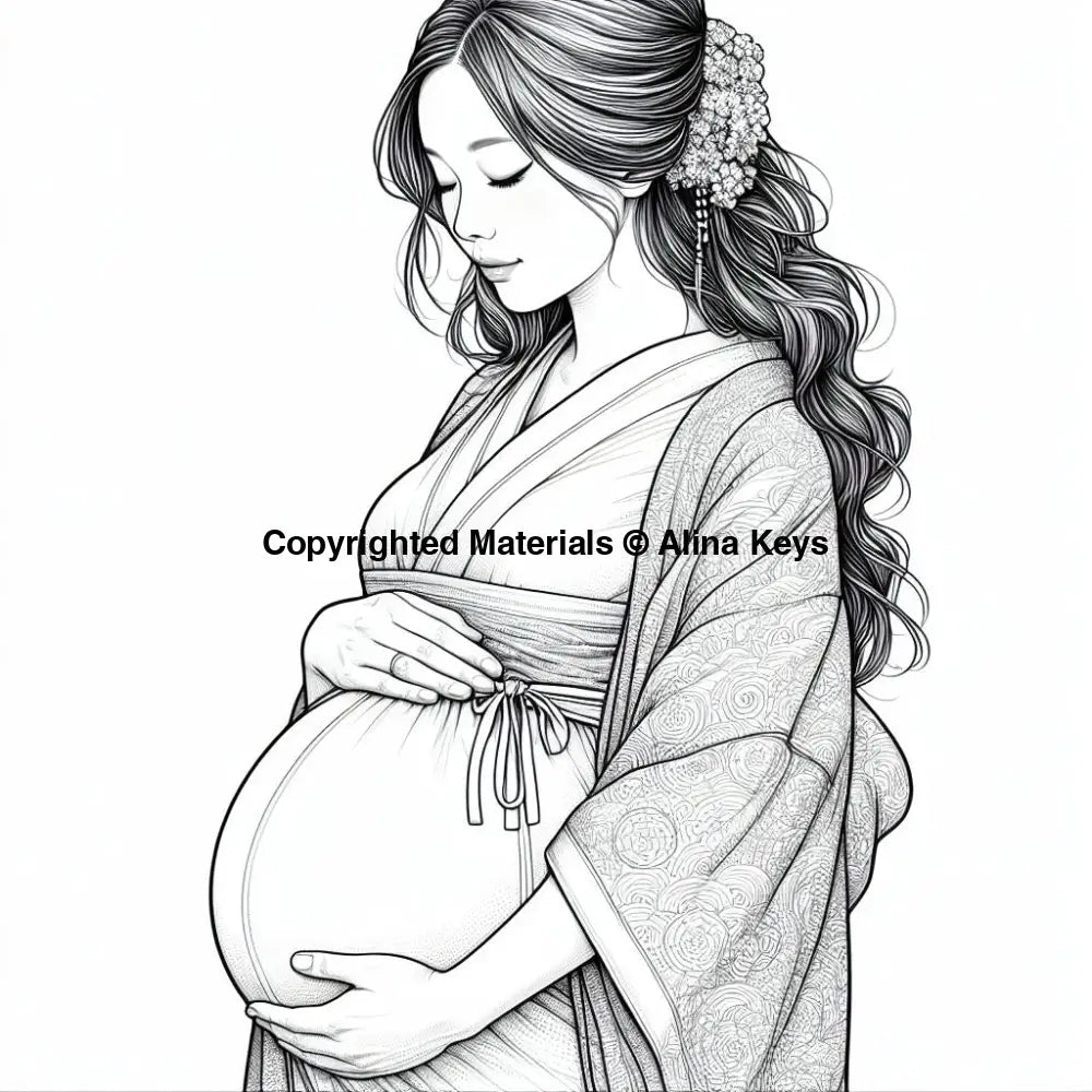 pregnant women wearing traditional attire coloring pages