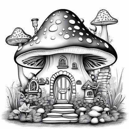 fairy mushroom house coloring page