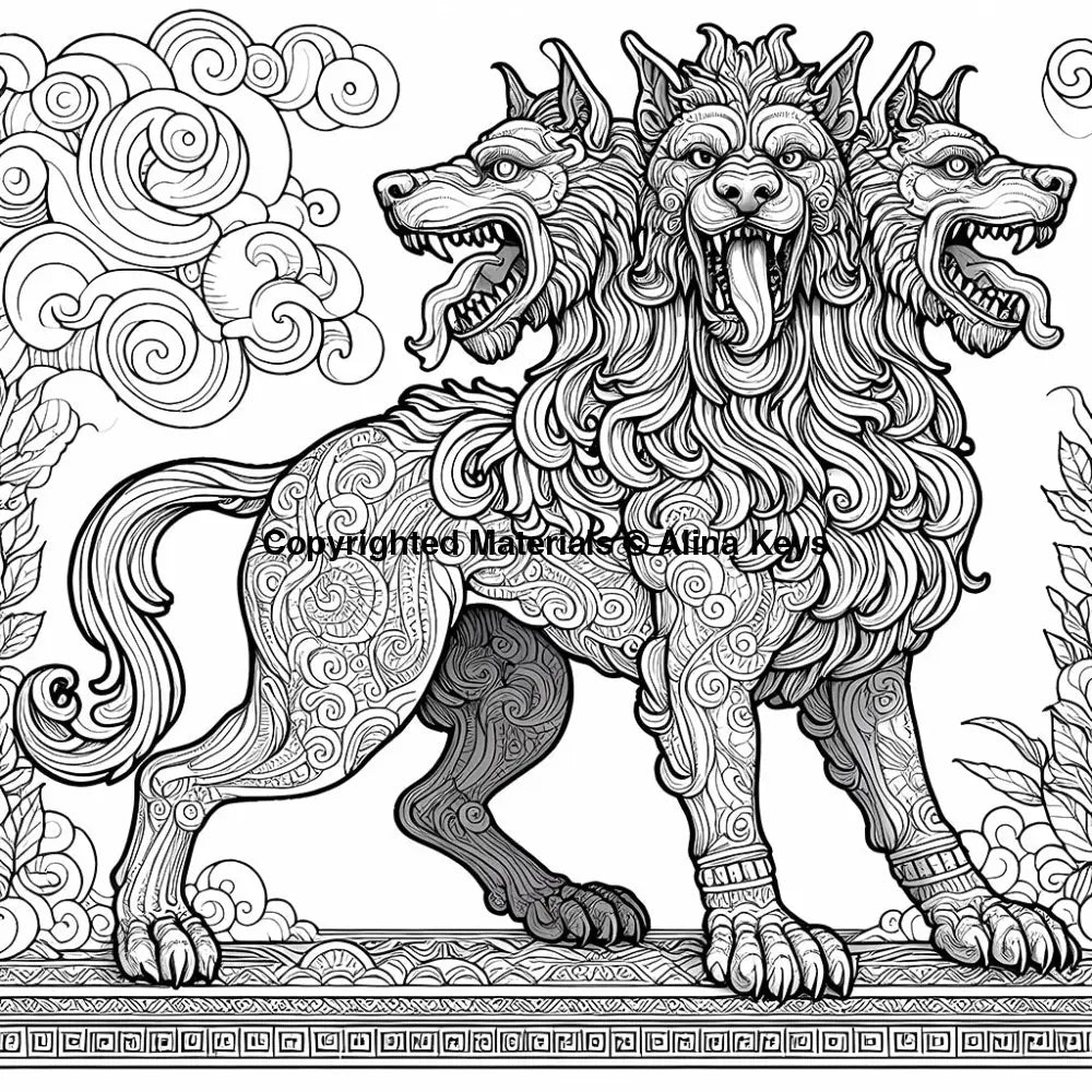 cerberus greek mythology coloring pages