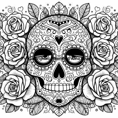 dia de los muertos sugar skull coloring page