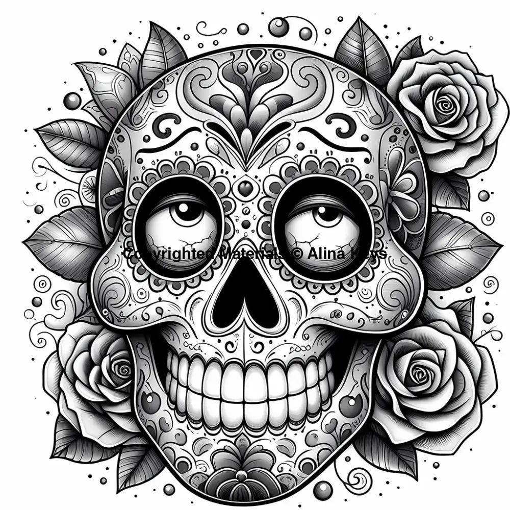 day of the dead floral sugar skull coloring page