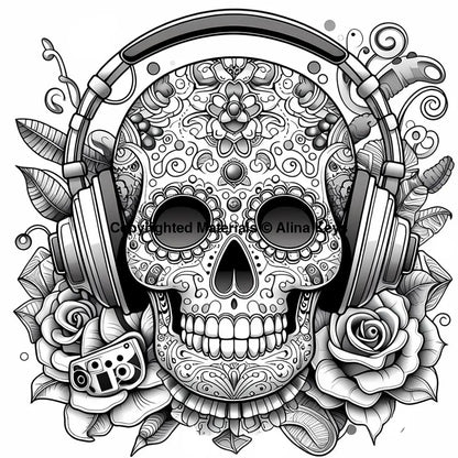 candy skull coloring page