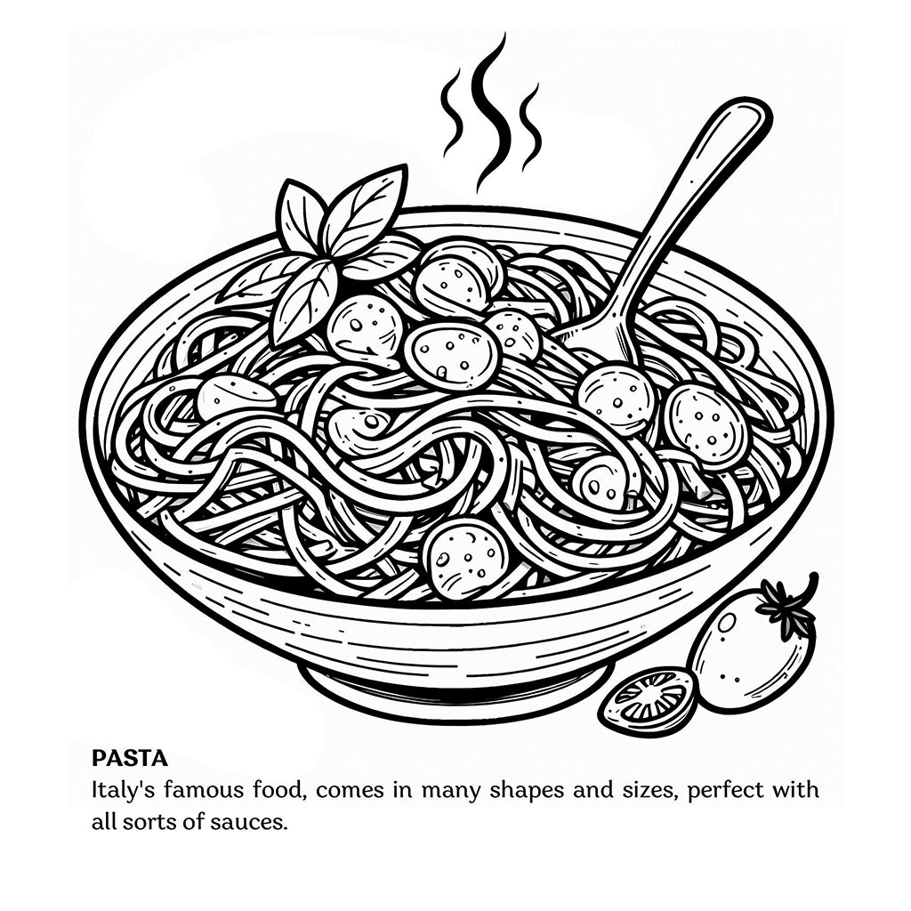 italian food pasta coloring pages