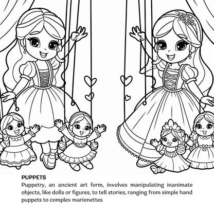 italian puppetry puppets coloring page