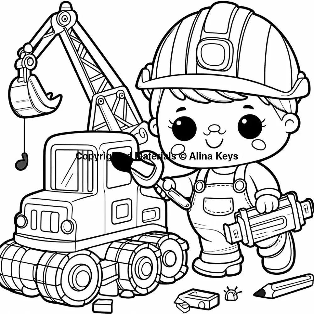 construction worker coloring pages