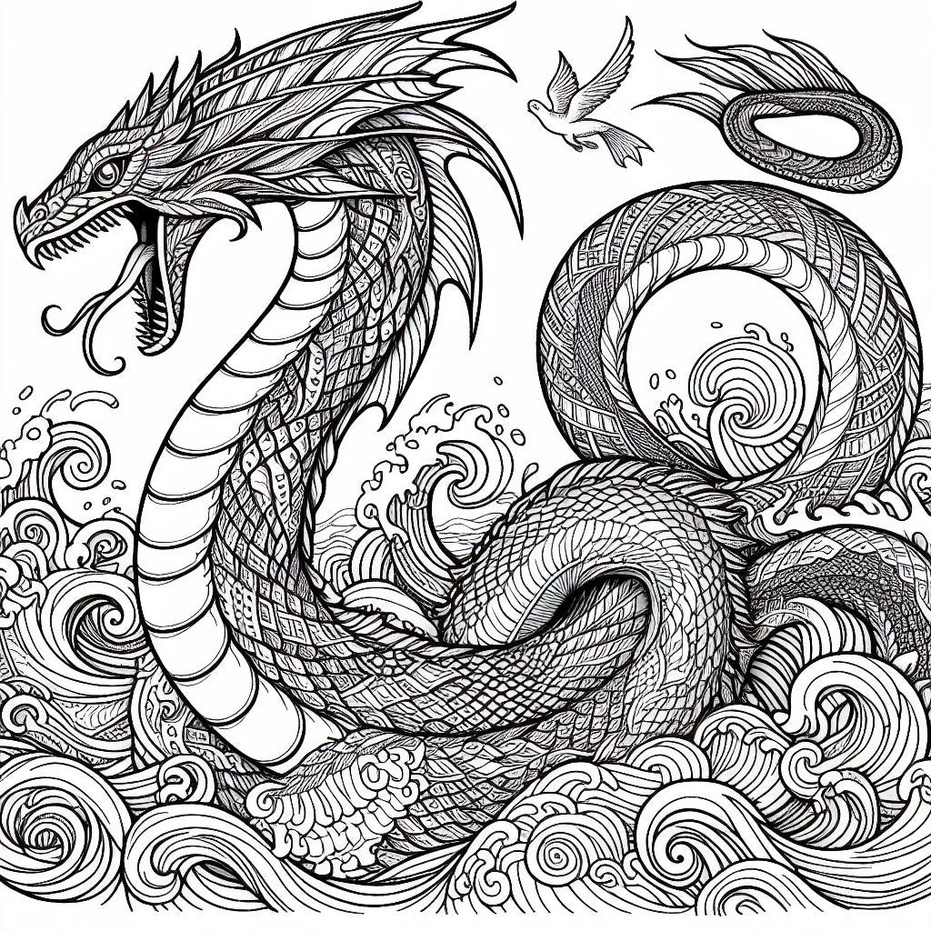 jormungandr sea serpents mythological coloring pages
