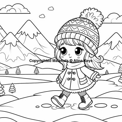 winter activities coloring pages