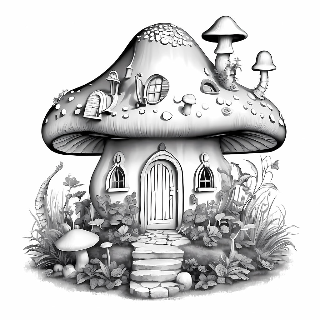 mindfulness mushroom house coloring page