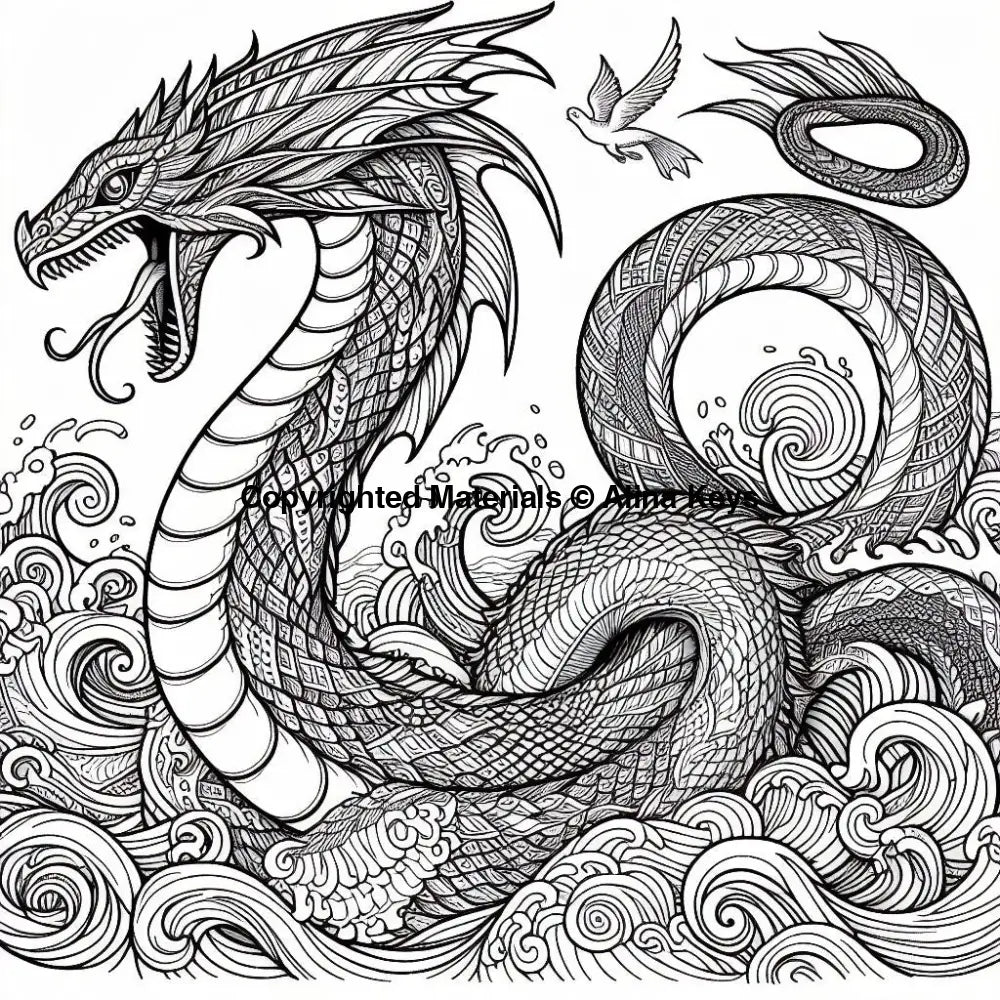 jormungandr sea serpents mythological coloring pages