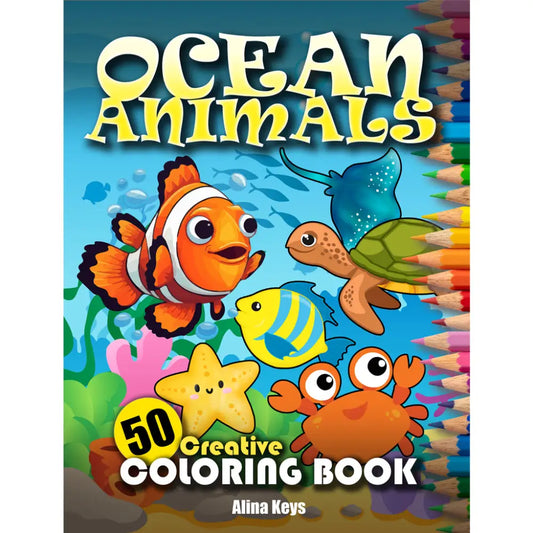 Ocean Animals Coloring Book Front Cover