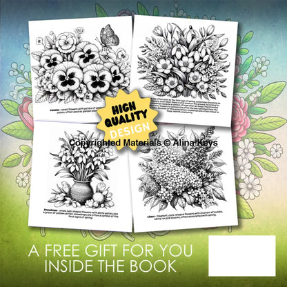 Spring Flowers Mindfulness Coloring Book For Adults And Teens Part 1 Books