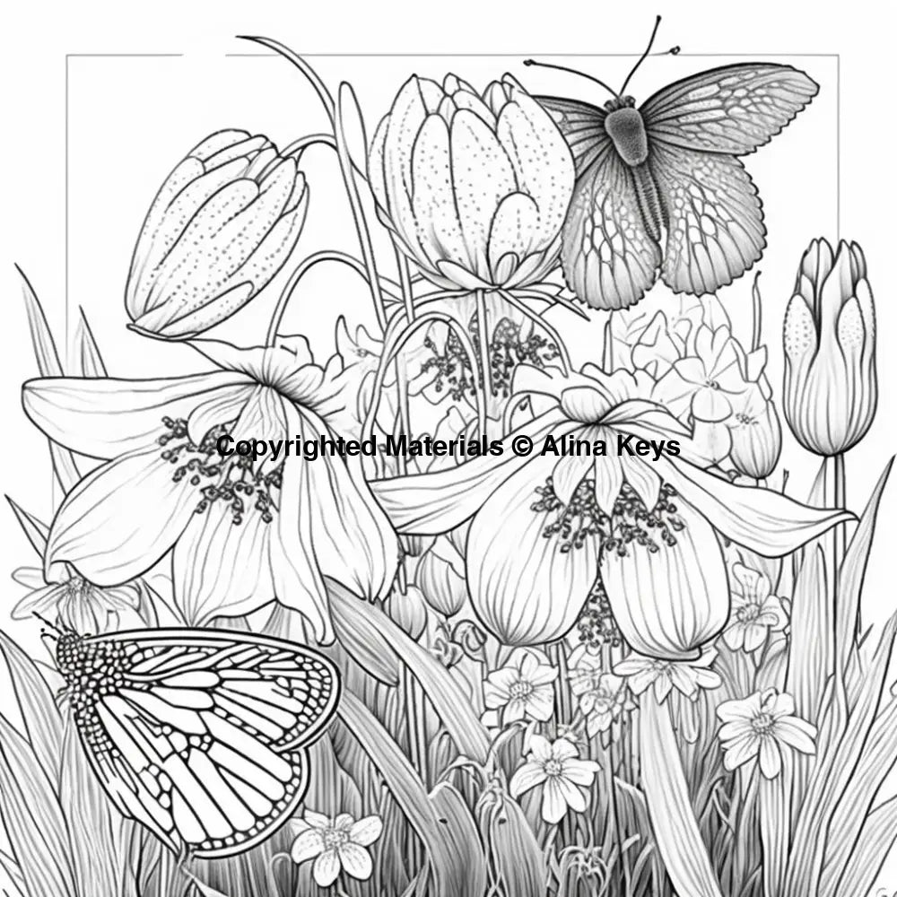 adult coloring pages with spring flowers