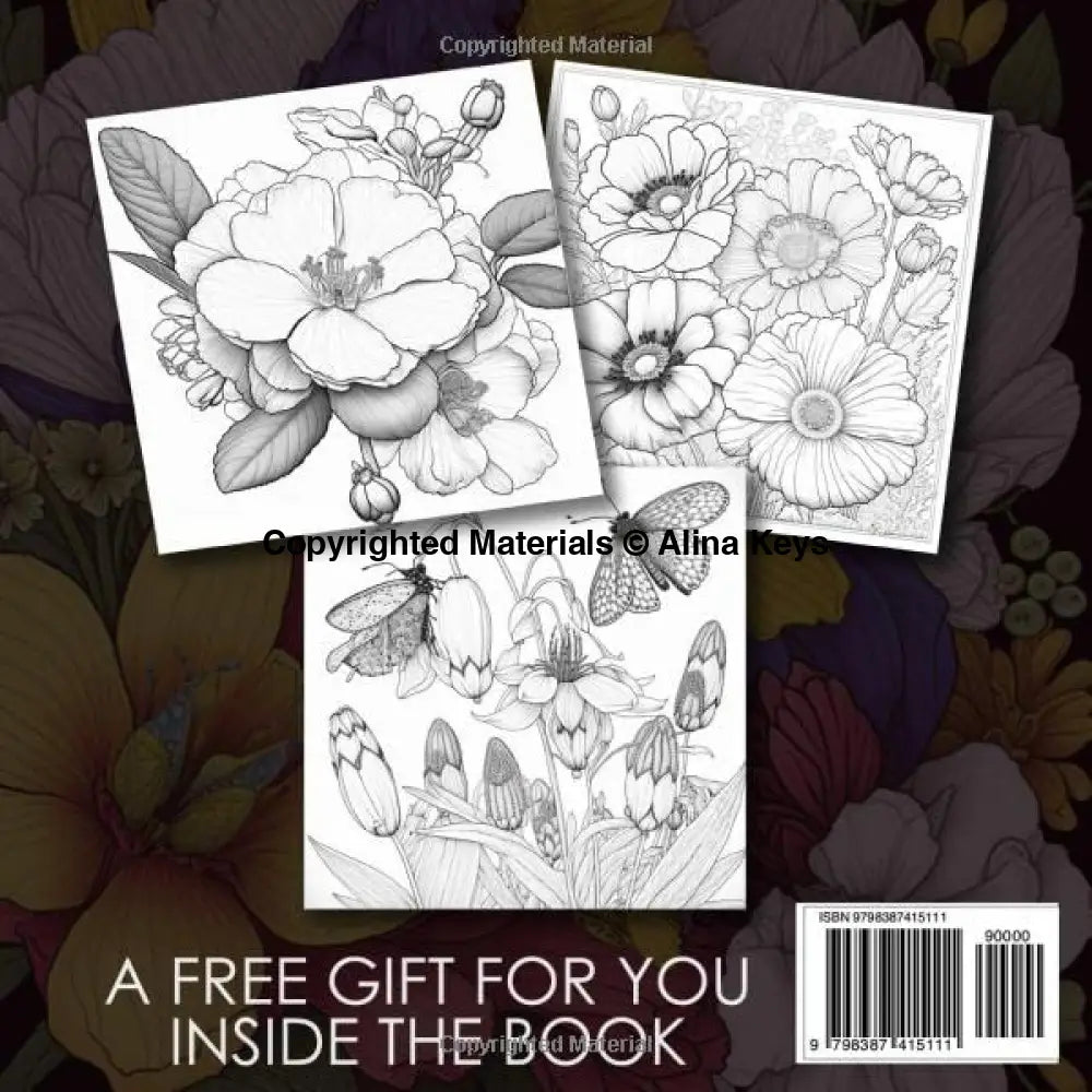 Spring Flowers Coloring Book for Adults and Teens Part 2 Back Cover