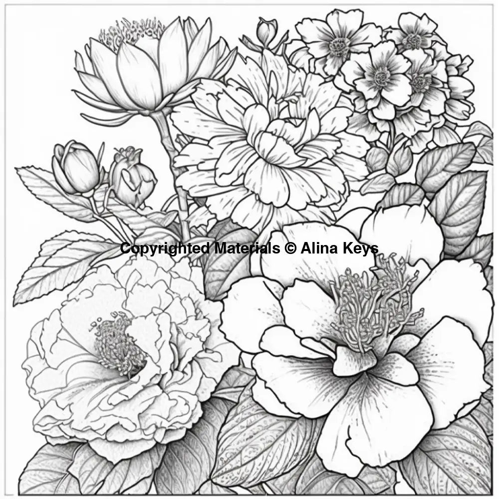 spring flowers coloring pages adults