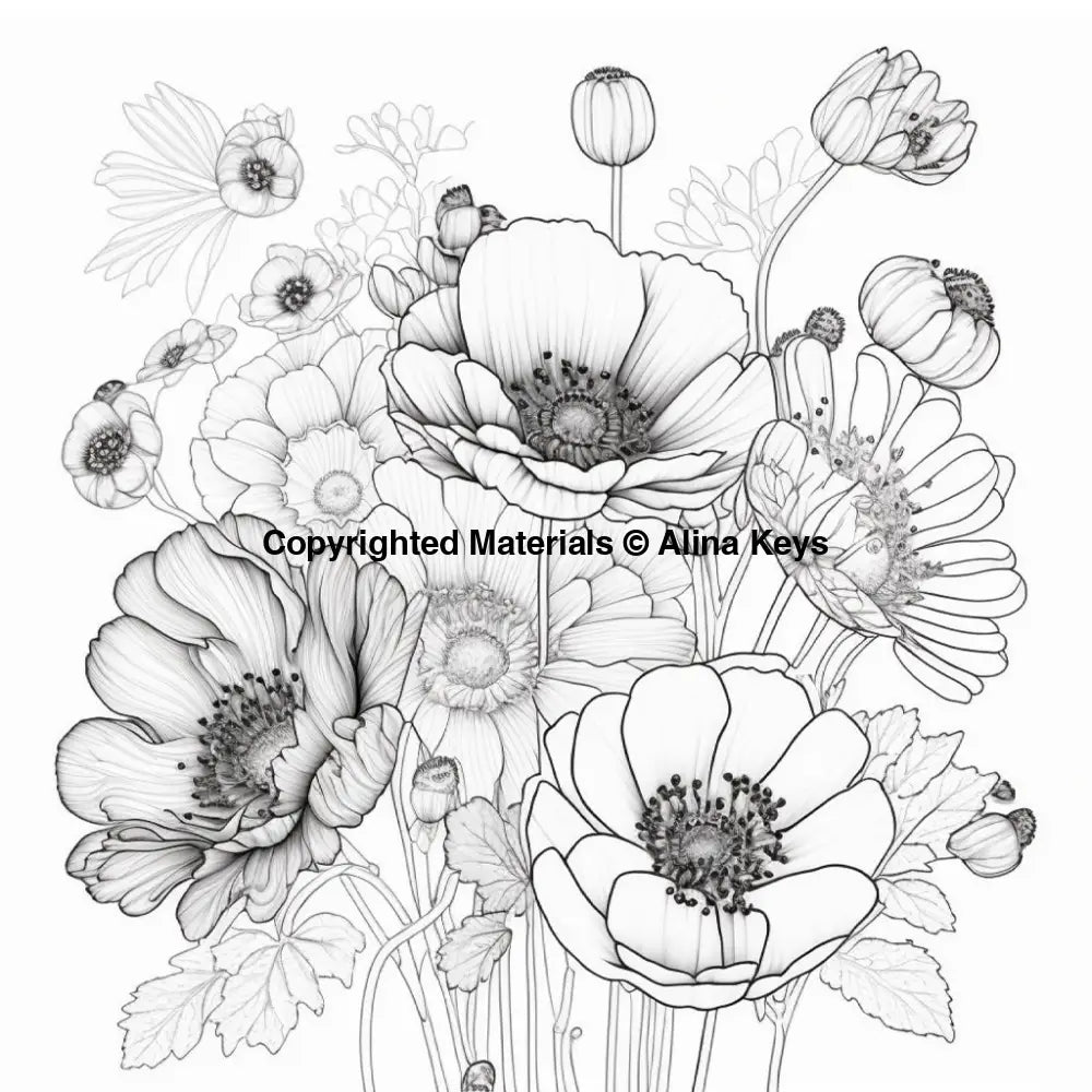 spring anemones flowers coloring pages