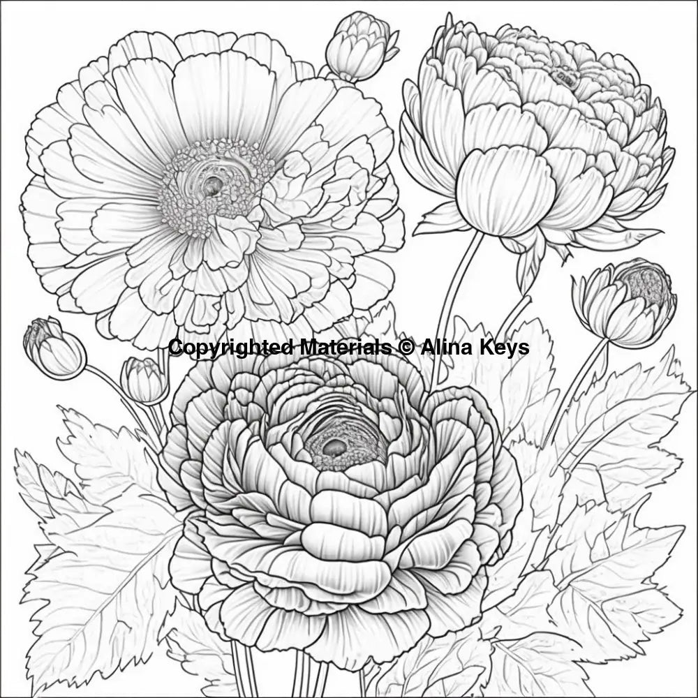 ranunculus flower coloring pages adults