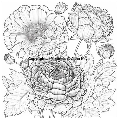 ranunculus flower coloring pages adults