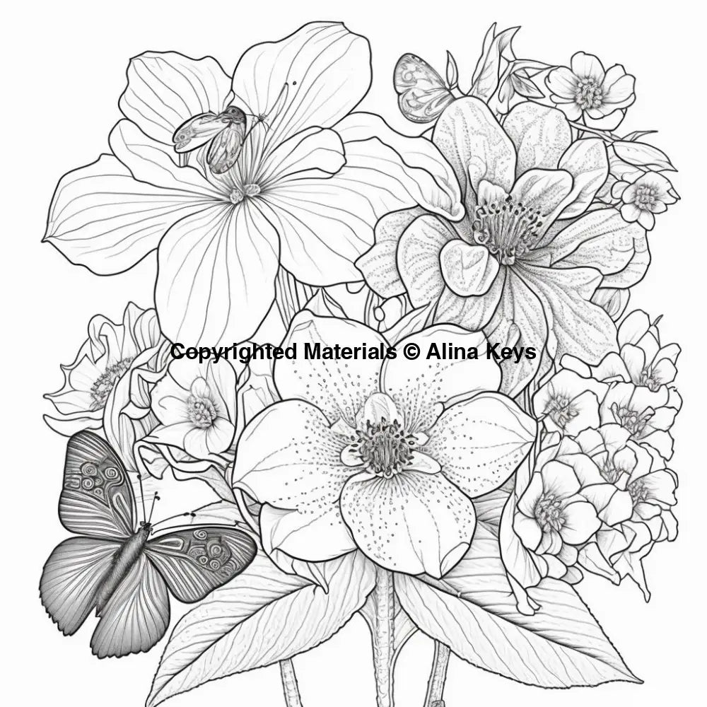 butterfly with flowers coloring pages