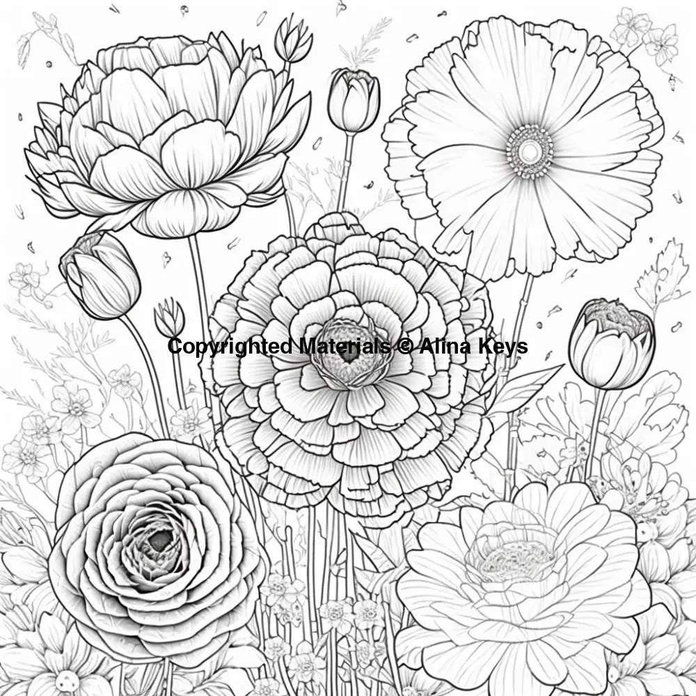 spring ranunculus flowers coloring pages adults