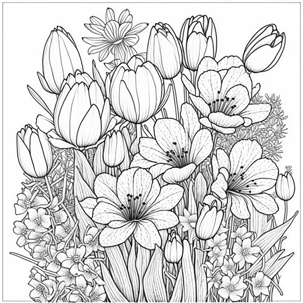 tulip daisy flowers coloring pages adults