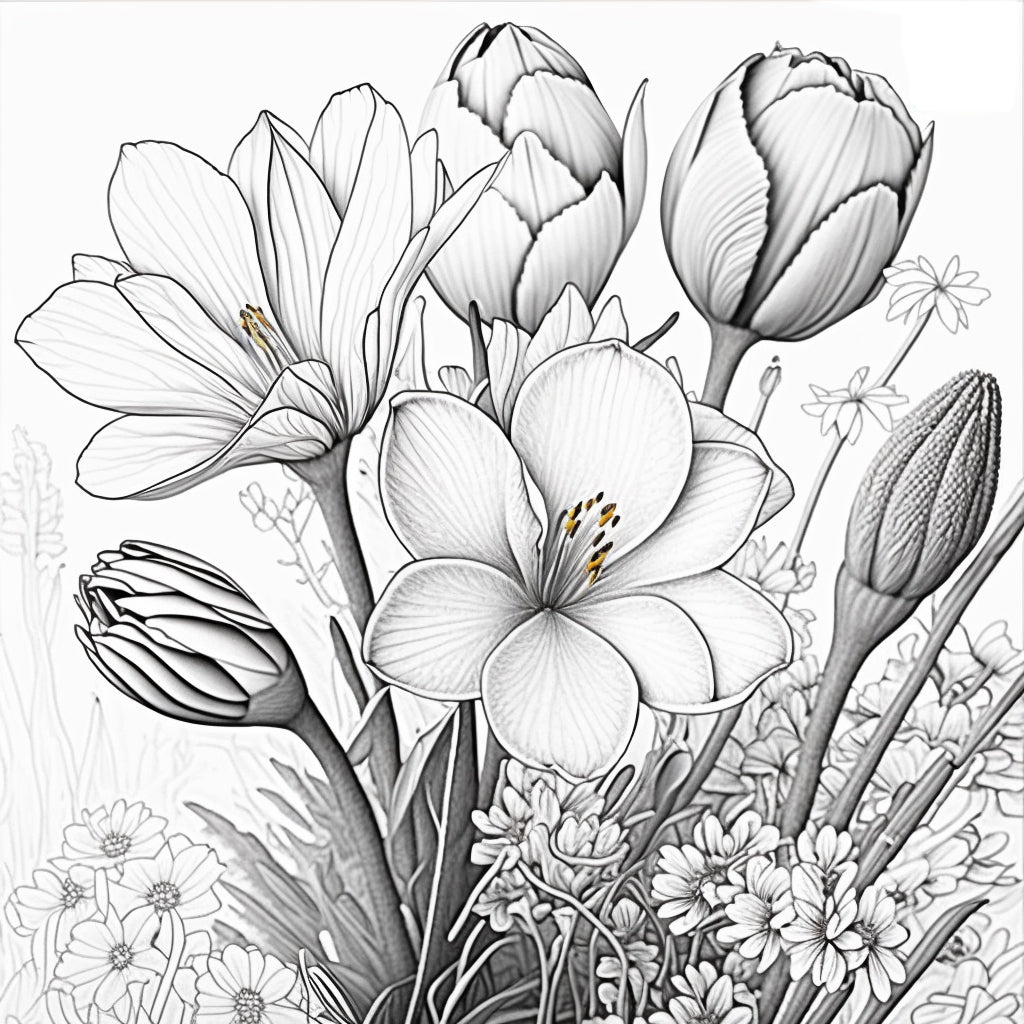 tulip flowers coloring page adults