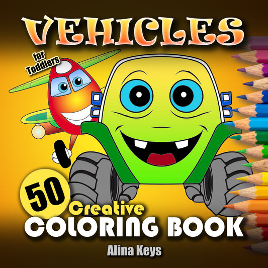Vehicles Coloring Book Design for Kids and Toddlers