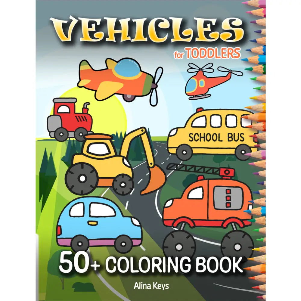 Vehicles Coloring Book for Toddlers Front