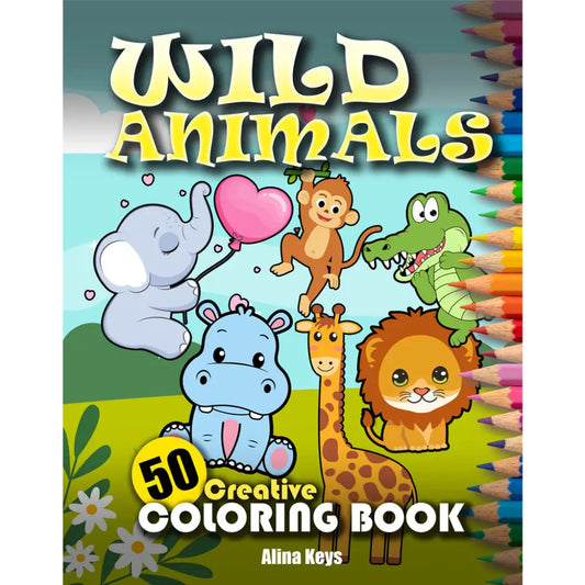 Wild Animals Coloring Book Front Cover